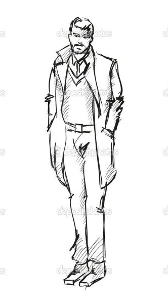 Нарисованный мужчина в шляпе