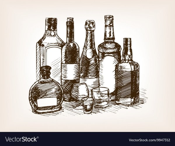 Бутылка вина мультяшная