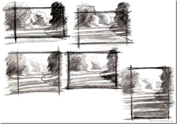 Композиционные Наброски пейзажа