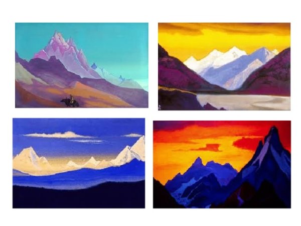 Горы воздушная перспектива гуашь