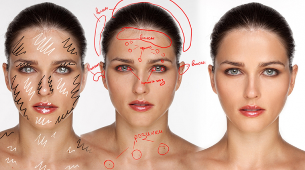 Светотени на лице для ретуши