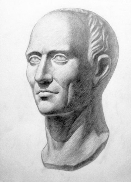 Рисунок гипсовой головы Строгановка