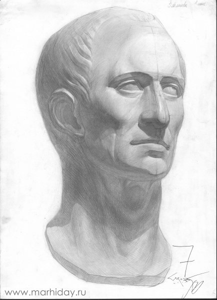 Цезарь голова гипсовая МАРХИ
