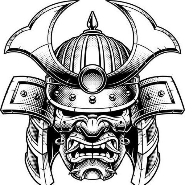 Маска самурая тату эскиз