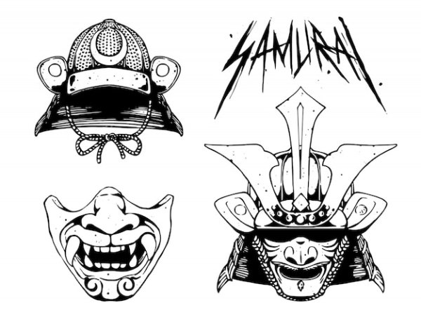 Нарисованный шлем самурая