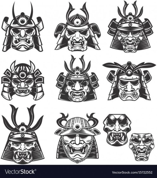 Японский шлем самурая вектор