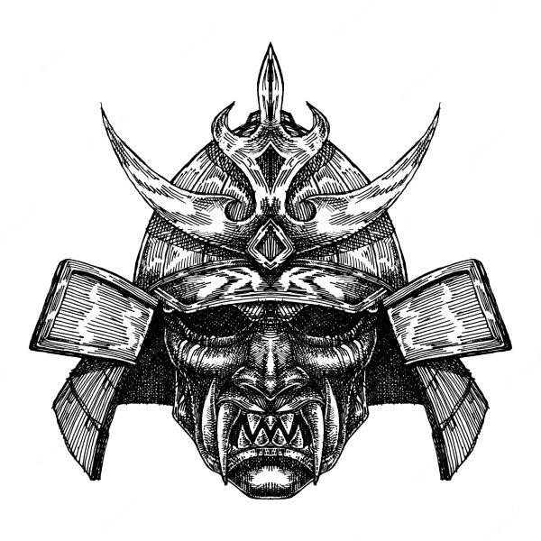 Нарисованный шлем самурая