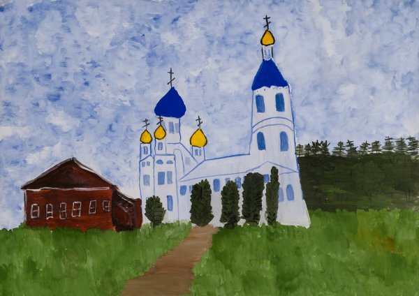 Церковь рисунок для детей