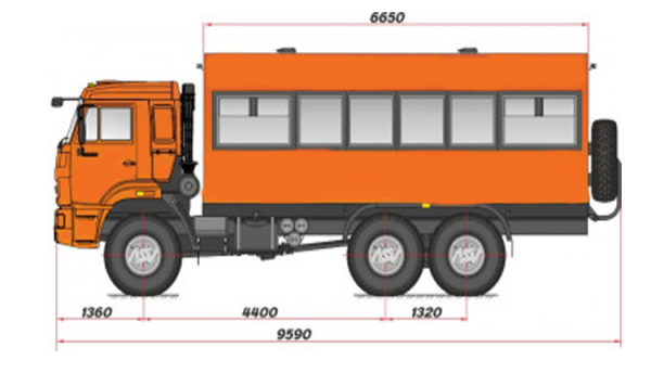 Габариты КАМАЗ 43118 вахтовка