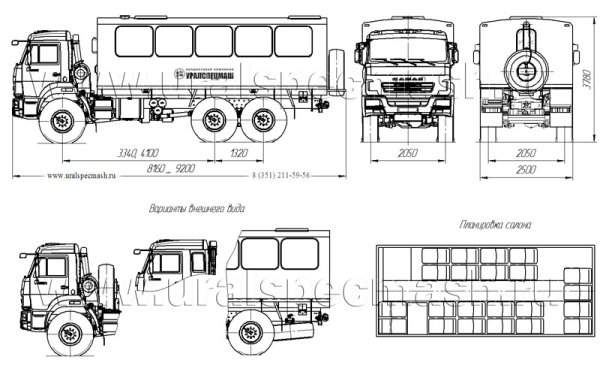 Урал-4320 вахтовка чертеж