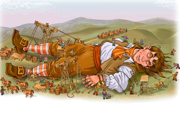 Путешествия Гулливера в Лилипутию иллюстрации жана Гранвиля