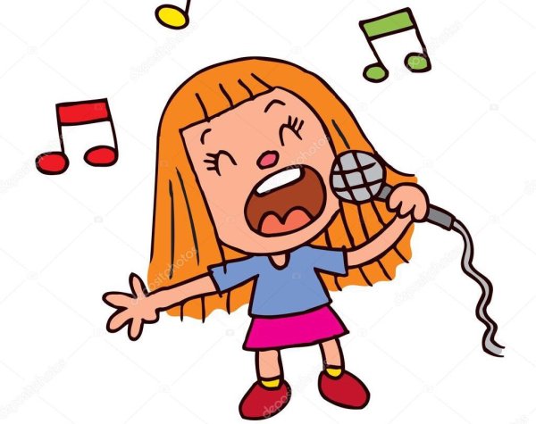 Мультяшка поет в микрофон