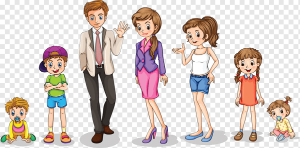 Члены семьи на прозрачном фоне