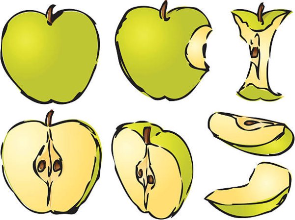 Целое яблоко и половина