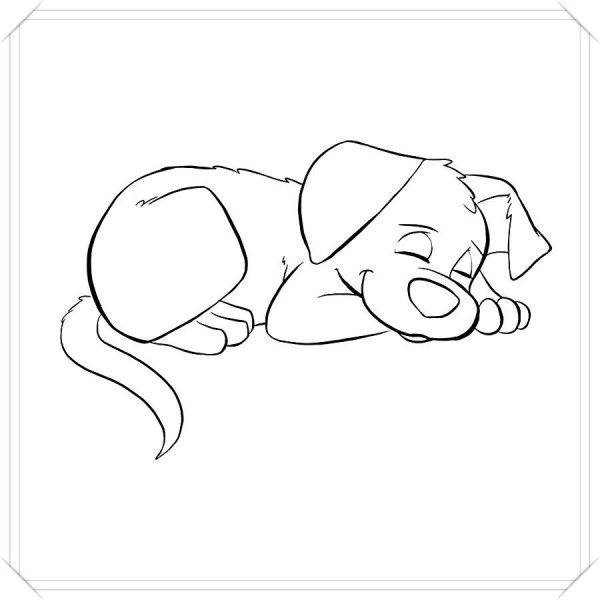 Собака лежит раскраска для детей