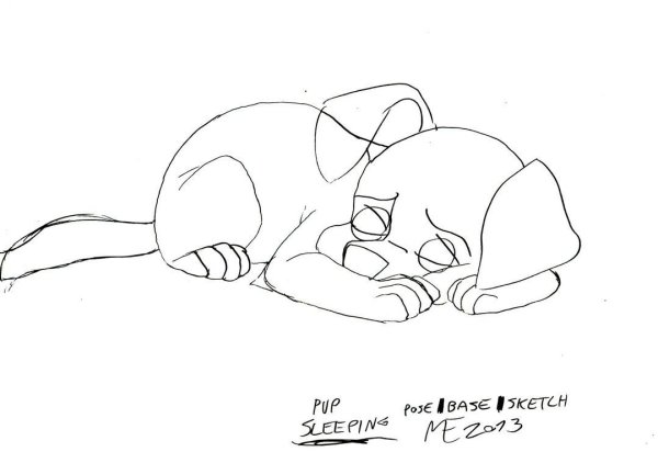 Щенок спит раскраска