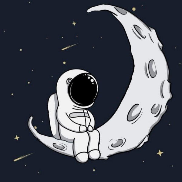 Космонавт сидит на Луне