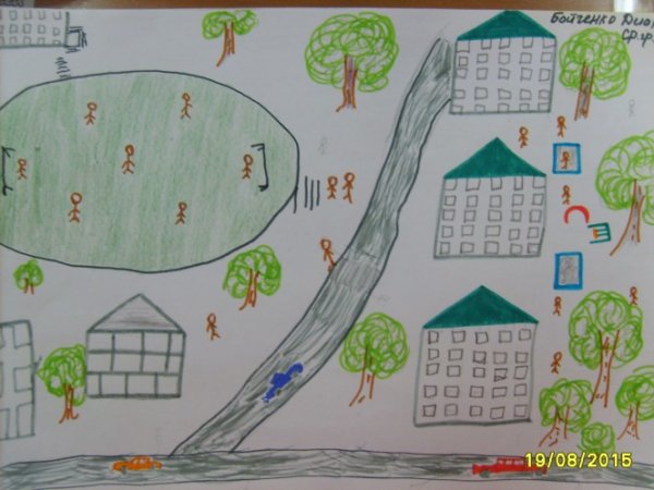 Поселок рисунок детский