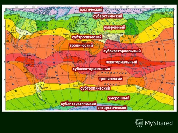 Карта климатических поясов мира и природных зон
