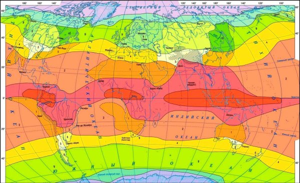 Карта климатических зон и областей мира
