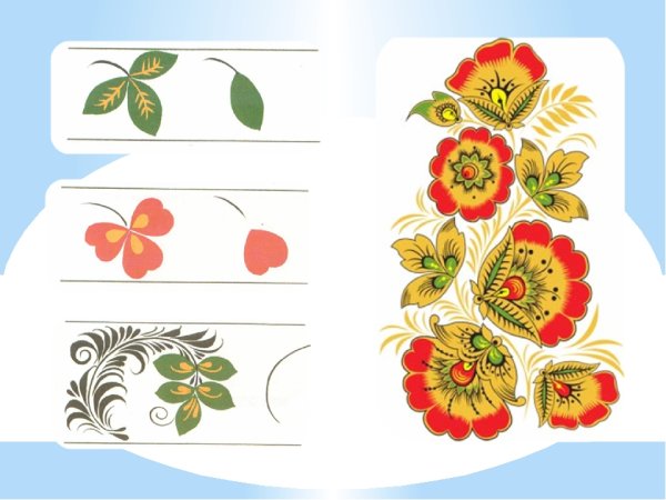 Последовательность росписи хохломской росписи