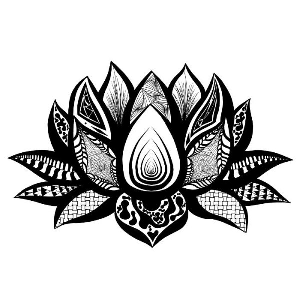 Тату Лотос блэкворк