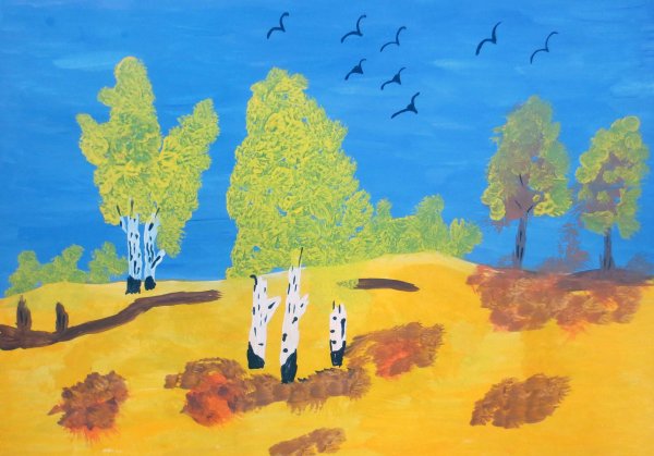 Пейзаж детский рисунок