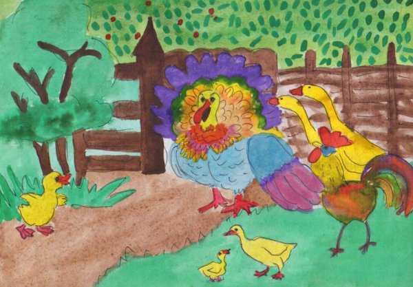 Рисование с детьми птичий двор