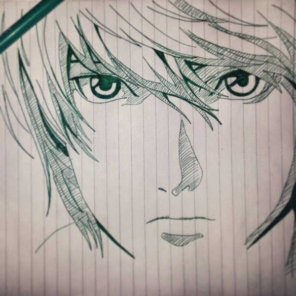 Кира тетрадь смерти нарисовать