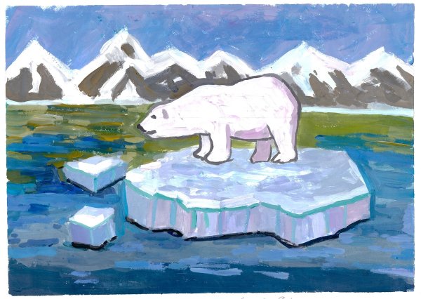 Белый мишка на льдине
