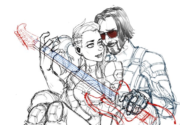 Киберпанк 2077 рисунки Джонни Сильверхенда