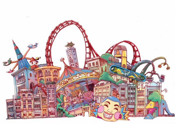 Рисование парка развлечений
