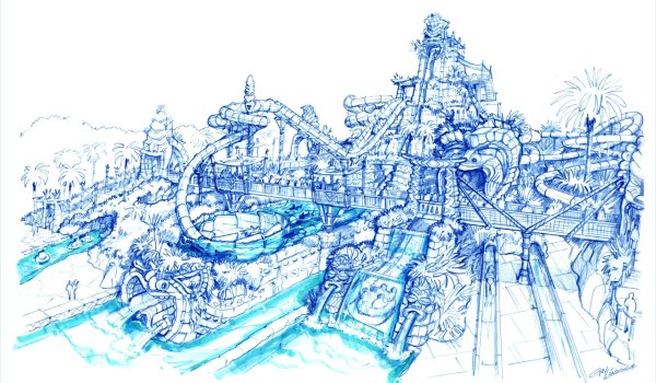 Парк развлечений рисование