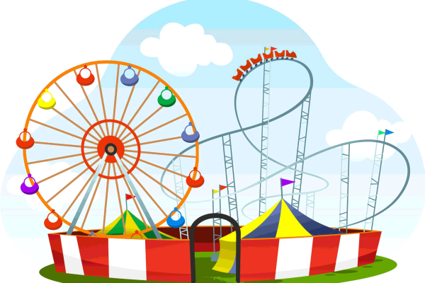 Парк аттракционов на прозрачном фоне