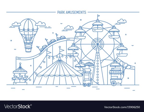 Парк аттракционов карандашом