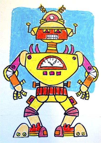 Поэтапные рисунки роботы