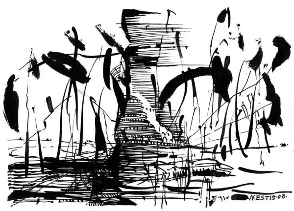 Иллюстрации тушью и пером