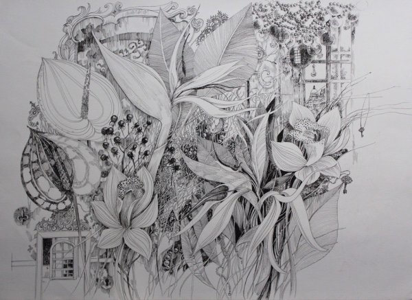 Графический пейзаж тушью