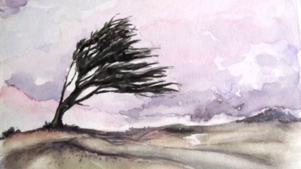 Картина дерево на ветру