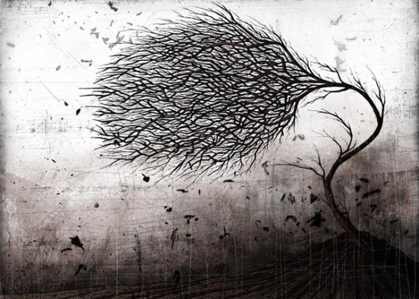 Рисование дерево на ветру