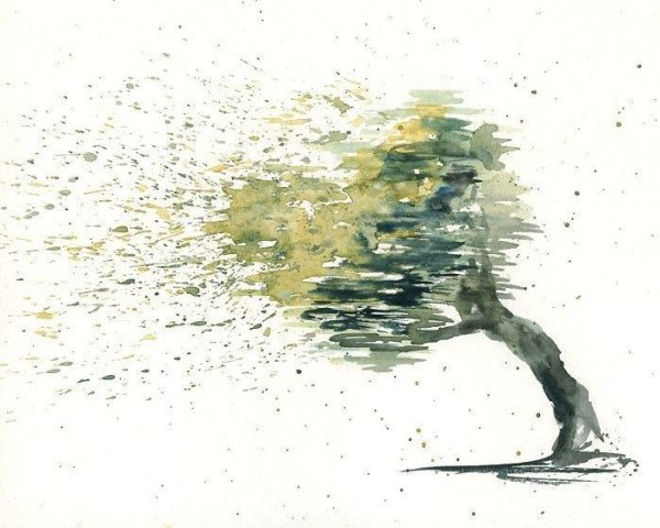 Рисование дерево на ветру