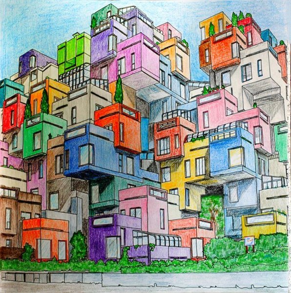 Архитектура цветными карандашами