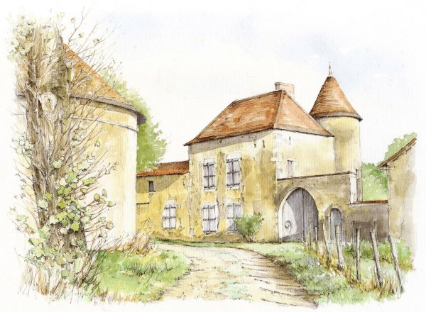 Скетчи акварелью деревня