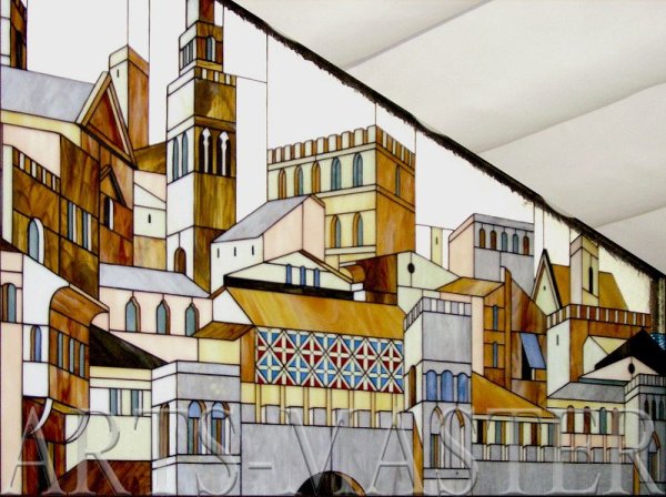 Витраж Тиффани старый город