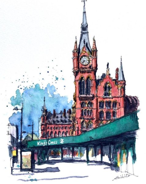 Скетчинг Лондон акварель