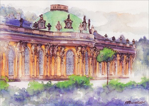 Екатерининский дворец акварель