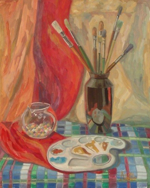 Натюрморт с художественными материалами