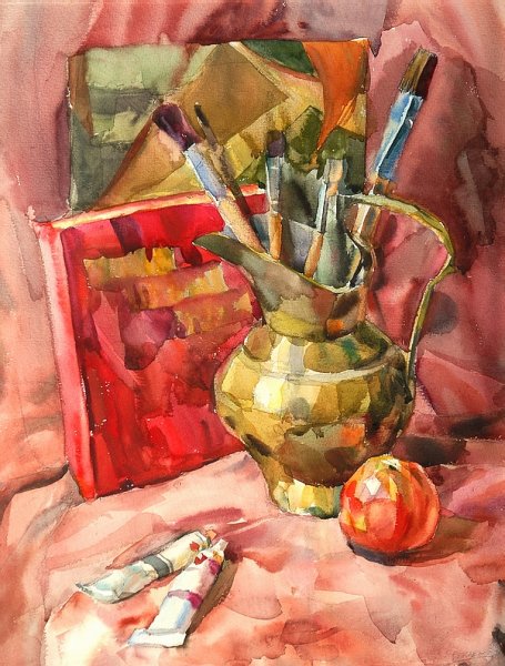 Академическая живопись натюрморт акварель Строгановка