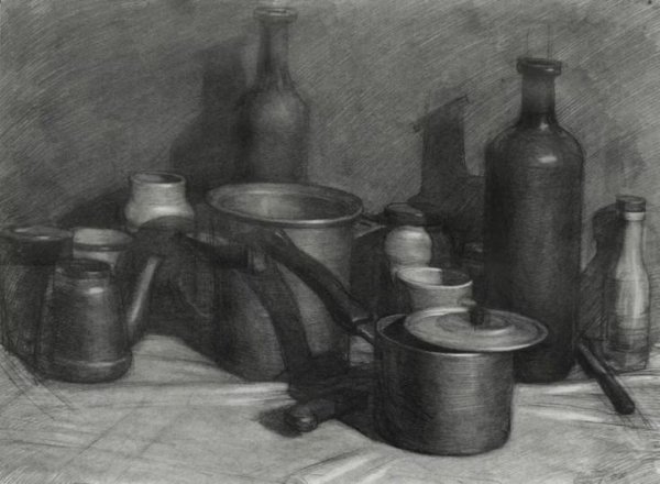 Натюрморт уголь Академия художеств