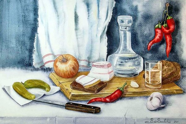 Натюрморт с салом